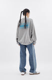 Side triple line loose denim pants