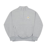 Flower dot embroidered half zip-up sweatshirt