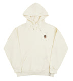 Small Bear Embroidered Smile White Clip Hoodie