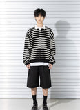 RUGBY WAFFLE STRIPE CREWNECK