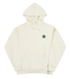 Green Flower Smile Embroidered White Clip Hoodie