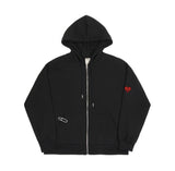 Heart Logo Smile Embroidery Hood Zip Up