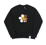 Flower Bear Smile White Clip Sweatshirt