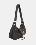 Satin buckle hobo shoulder bag