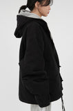 Over fit hood filed quilting jacket