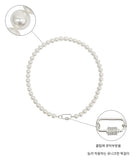 [silver925] crystal clip freshwater pearl necklace