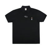 Cropped Dog Embroidery Striper Clip Pique Short Sleeve T-Shirt