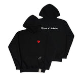 Drawing Heart Back Logo White Clip Hoodie