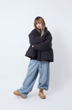 Hem snap maxi wide denim pants