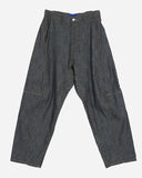 Biker wide tapered linen denim pants