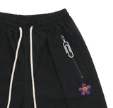 Zipper Regic Purple Flower White Clip Jogger Pants