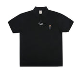 Tattoo Dog Embroidery Striper Clip Pique Short Sleeve T-shirt