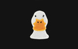 Duck Face Embroidery White Clip Pique Short Sleeve T-shirt