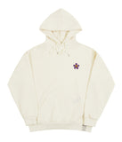 Purple Flower Smile Embroidery White Clip Hoodie