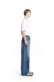 CRACK BRUSH WIDE DENIM PANTS