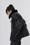 Mink fur collar balloon jumper