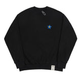 Blue Flower Dot Smile Logo White Clip Sweatshirt