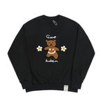 Big Bear Flower Smile White Clip Sweatshirt