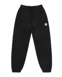 Flower dot embroidery sweat jogger pants