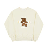 Big Bear Flower Smile White Clip Sweatshirt