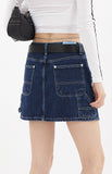 Carpenter loop mini denim skirt