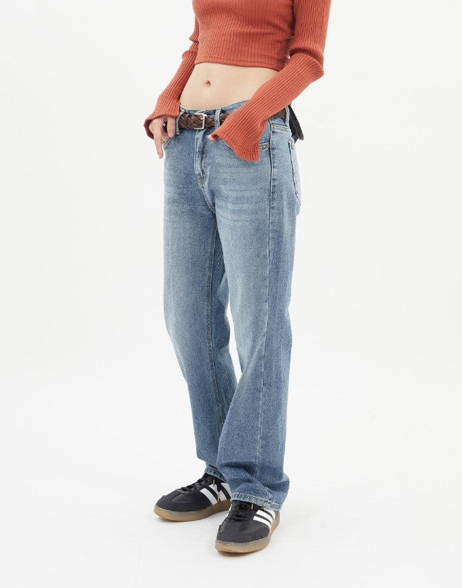 Raucohouse(ラウコハウス) - Basic low waist straight denim pants 