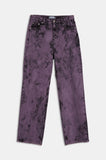Purple tie-dye washing denim pants