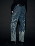 WINTER FLOWER LAZER WIDE DENIM PANTS