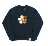 Flower Bear Smile White Clip Sweatshirt