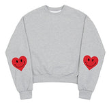 [WOMAN] Elbow Heart Smile Crop Sweatshirt