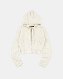 Cashmere mix wool knit zip-up hood