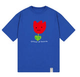 Drawing Red Flower Smile Short Sleeve Tee