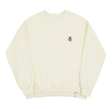 Flower Bear Embroidery Smile White Clip Sweatshirt