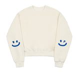 [WOMAN] Elbow Drawing Smile Crop Sweatshirt