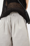 Basic pin-tuck cotton half pants