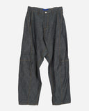 Biker wide tapered linen denim pants