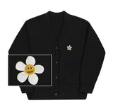 Flower dot embroidered sweat cardigan