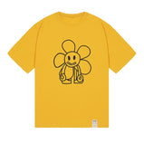 Comics Line Flower Drawing Short Sleeve T-shirt