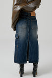 cargo pocket denim long skirt