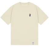 Tattoo Dog Embroidery Striper Short Sleeve Tee