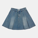 Washed tennis denim skirt