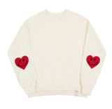 Elbow Bookle Embroidery Heart Smile Sweatshirt