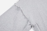 Raw edge line over sweat shirt