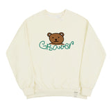 Bear Face Smile White Clip Sweatshirt