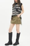 Low waist cutting mini cargo skirt