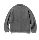 WOOL HEAVY WAFFLE COLLAR ZIP-UP KNIT