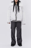 Mink fur collar balloon jumper