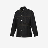 CARBON INDIGO BELTED DENIM TRUCKER