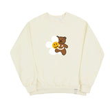 Flower Bear Smile White Clip Sweatshirt