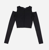 Open shoulder crop warmer long sleeve